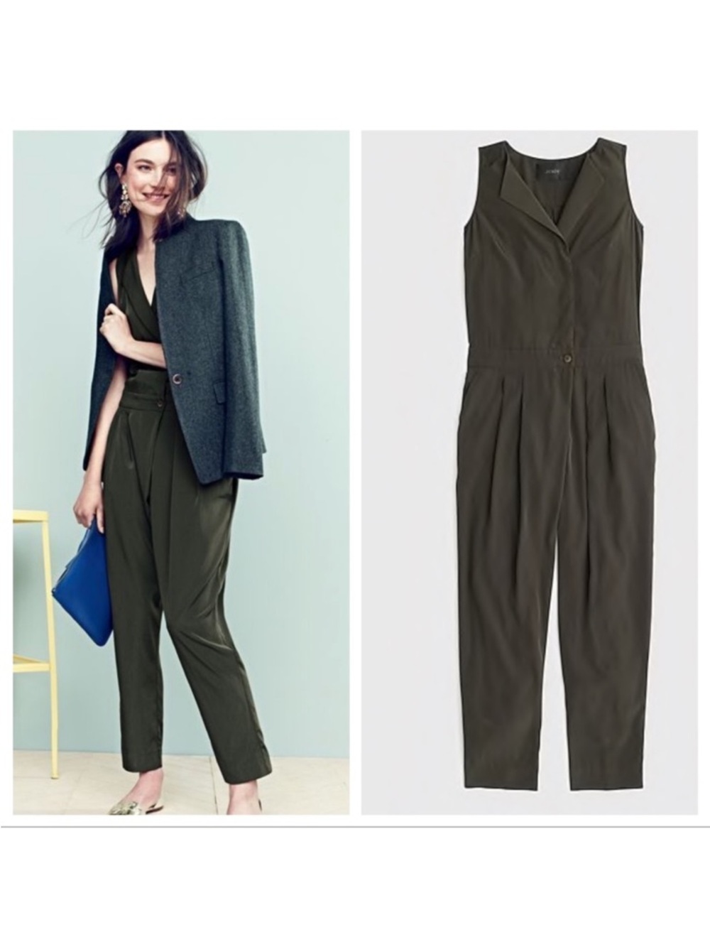 J. Crew Jumpsuit Sleeveless Olive Green 00 Romper